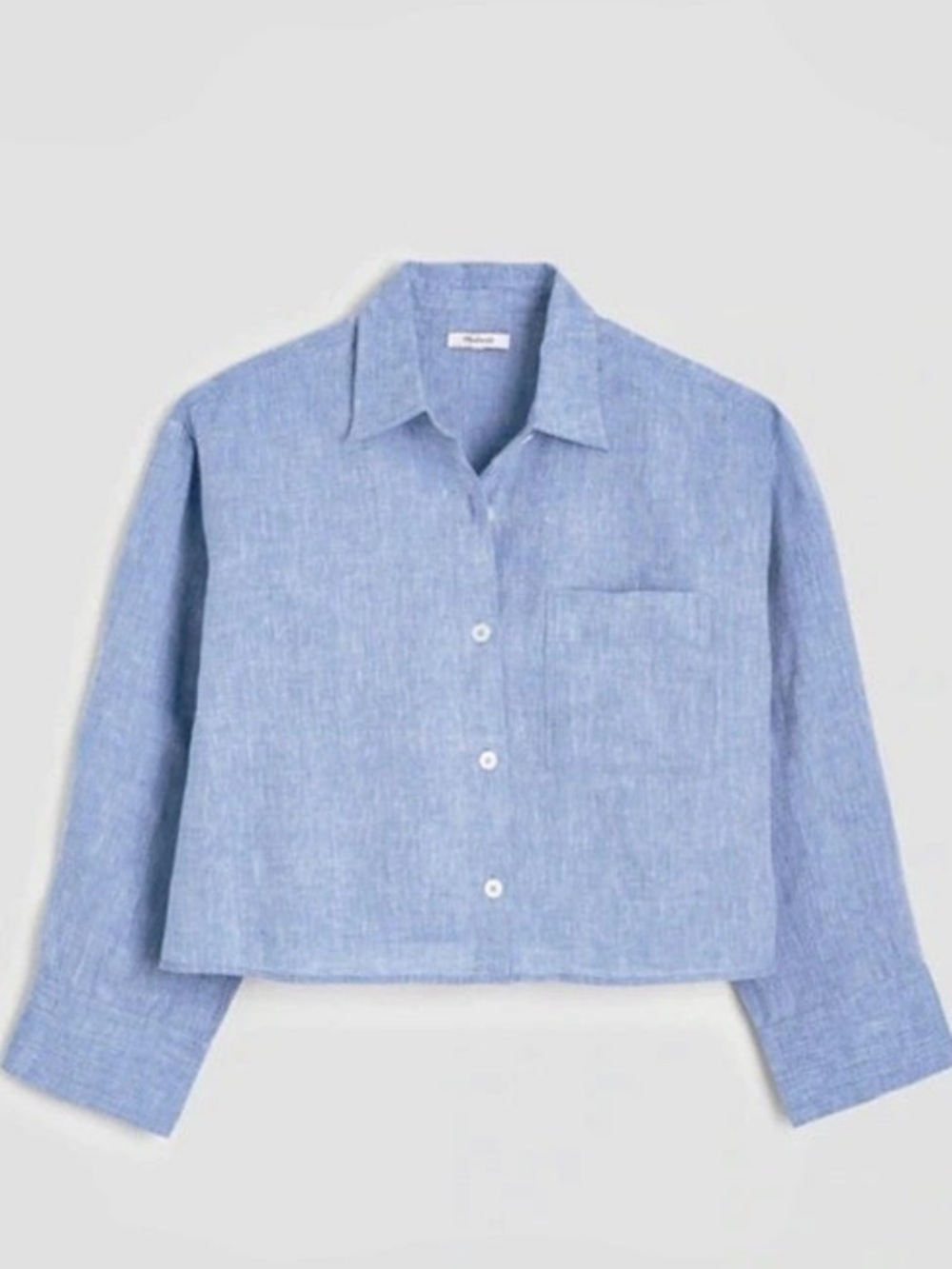 Madewell Straight-Hem Shirt in 100% Linen Button Down Blue